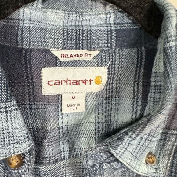 Carhartt men’s relaxed fit Hamilton flannel plaid button down shirt - Picture 4 of 10